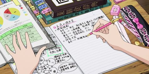 Study Notion Header, Study Aesthetic Header, Good Student Aesthetic, Study Header, Anime Study Aesthetic, Study Anime, Anime Study, Slice Of Life Anime, Anime Hands