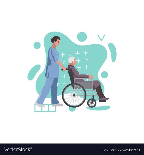 Wheelchair Fashion, Fashion Vector, Man Vector, Geometric Elements, Old Man, Old Men, Wheelchair, A Walk, Vector Images