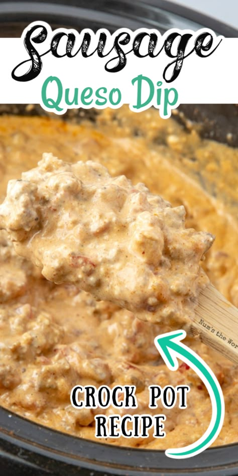 Mexican Sausage Dip, Sausage Queso Dip, Queso Dip Crockpot, Sausage Queso, Crock Pot Mexican, Mexican Sausage, Sausage Cheese Dip, Sausage Dip, Crock Pot Dips