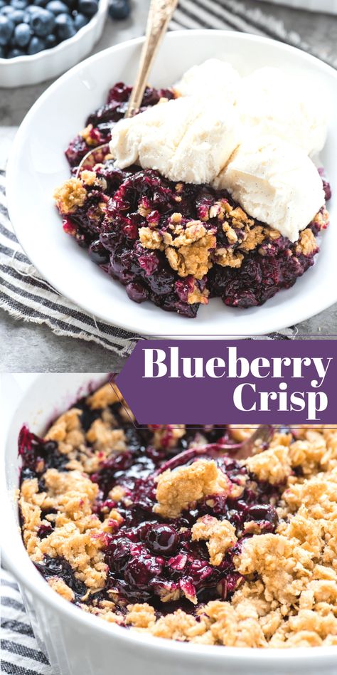 DELICIOUS is the word I hear most when people try this blueberry crisp recipe! Not only is it a crowd-pleaser, but it only takes 10 minutes of prep and can be made with fresh or frozen blueberries. Easy Blueberry Crisp, Blueberry Crisp Recipe, Berry Crisp, Fruit Recipe, Blueberry Crisp, Fruit Crisp, Blueberry Crumble, Blueberry Desserts, Berry Dessert