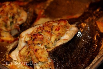 Stuffed Flounder Stuff Flounder Recipes, Stuffing Mix Recipes, Seafood Stuffing, Stuffed Flounder, Calico Beans, Flounder Recipes, Deep South Dish, Recipes Seafood, Scratch Recipes