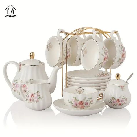 Porcelain Tea Sets Series Cups Saucer Service - Temu Tea Set Aesthetic, Victorian Tea Sets, Tea Sets For Sale, Elegant Tea Set, High Tea Wedding, Fine China Tea Set, Tea Sets Modern, Cute Tea Cups, Antique Tea Sets