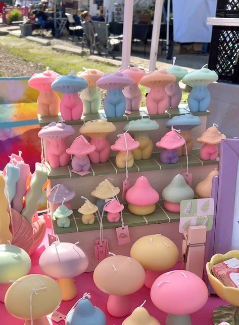 Handmade Medium “Mushroom Girly” Aesthetic Candle, Curvy Mushroom Goddess Woman/Female Form Shaped Candle, Cute Pastel Sculptural Candle Mushroom Goddess, Candle Board, Aesthetic Candle, Candle Obsession, Homemade Scented Candles, Sweet Candles, Goddess Aesthetic, Quick And Easy Crafts, Candle Store