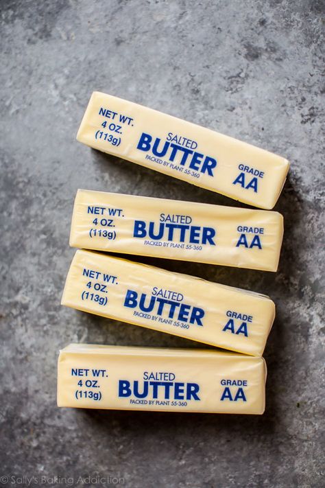 Salted vs Unsalted Butter in Baking on sallysbakingaddiction.com Baking 101, Sally's Baking, Sweet Butter, Baking Basics, Cooking 101, Cooking Techniques, Baking Tips, Salted Butter, Cooking Kitchen