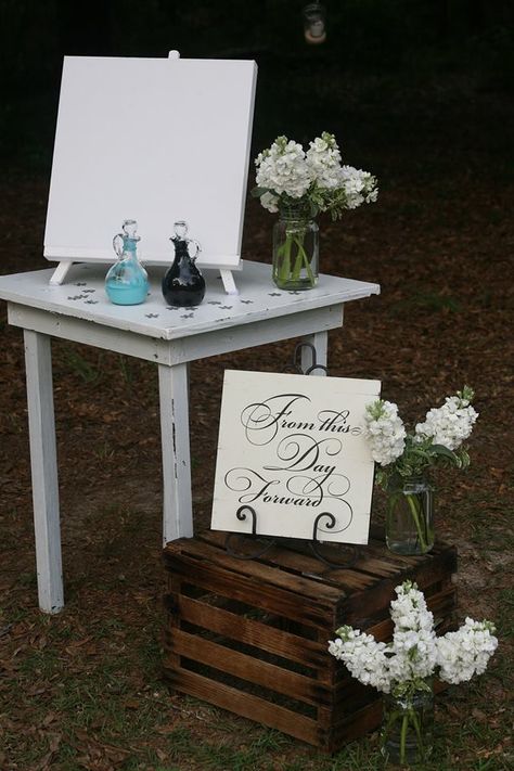 Unity Painting, Wedding Furniture Rental, Unity Ideas, Wedding Ceremony Unity, 50s Wedding, Ceremony Details, Rustic Wedding Ceremony, Master Of Ceremonies, Unity Ceremony