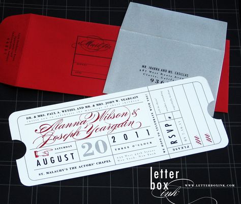 Movie Ticket Wedding Invitations, Theater Ticket, Vintage Travel Wedding, Hollywood Theater, Ticket Wedding Invitations, Movie Ticket, Vintage Ticket, Apps Facebook, Ticket Design