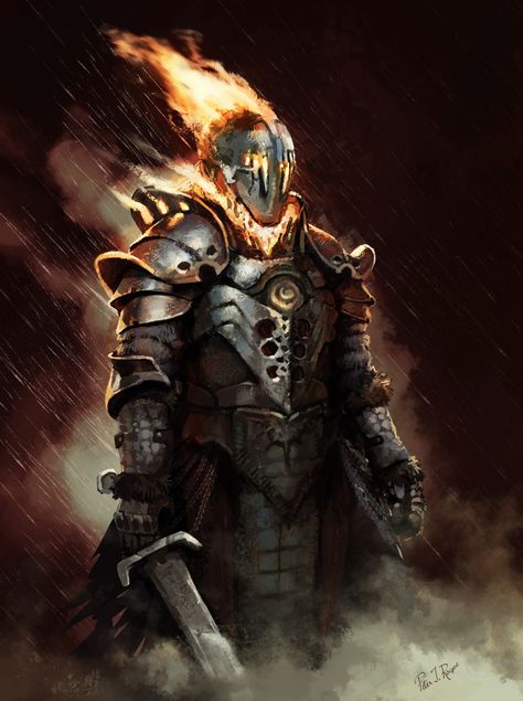 Burning with Vengeance - Knight concept , Peter Rocque on ArtStation at https://www.artstation.com/artwork/PEVBn Haunted Armor, Imperial City, Beast Creature, 다크 판타지, Knight Art, Knight Armor, Fantasy Theme, Fantasy Images, Fantasy Armor