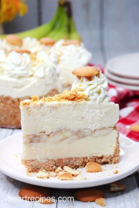 Vanilla Wafer Crust, No Bake Banana Pudding, I Heart Recipes, Pudding Cheesecake, Heart Recipes, Banana Pudding Cheesecake, Springform Pan Cake, Banana Cheesecake, Vanilla Cheesecake