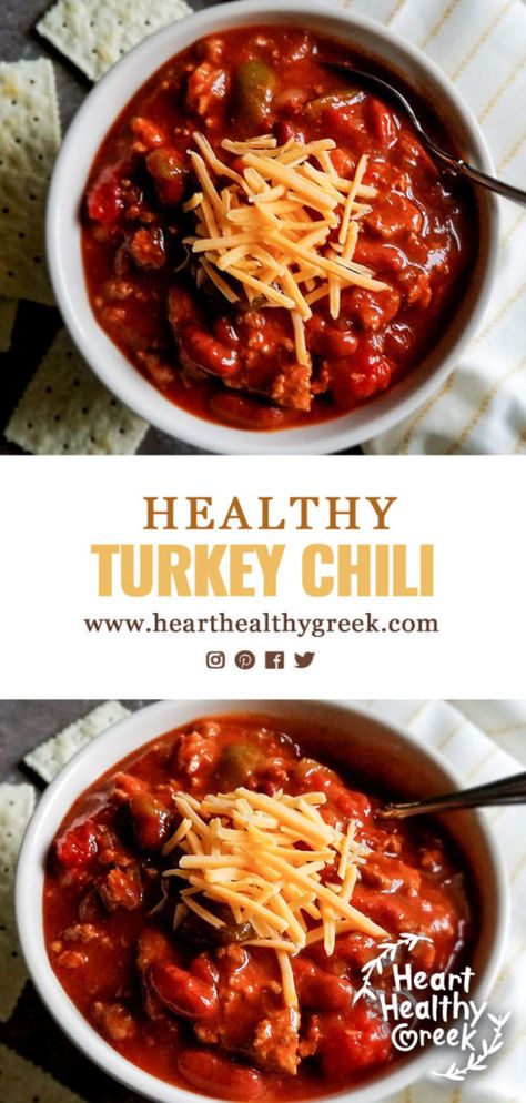 Heart Healthy Soup, Healthy Turkey Chili, Chili Healthy, Healthy Chili Recipe Turkey, Ground Turkey Recipes Easy, Heart Healthy Recipes Low Sodium, Chili Recipe Healthy, Turkey Chili Healthy, Ground Turkey Recipes Healthy