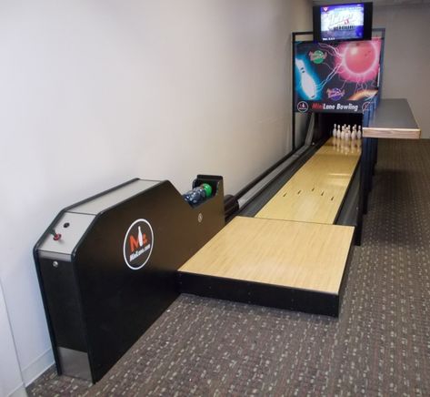 Home Bowling Alley, Arcade Games For Sale, Arcade Room, Basement Layout, Mini Bowling, Ultimate Man Cave, Basement Gym, Game Room Basement, Diy Basement