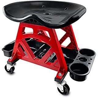 Amazon.com: Torin TR6300 Red Rolling Creeper Garage/Shop Seat: Padded Mechanic Stool with Tool Tray : Automotive Garage Stool, Workshop Stool, Garage Diy, Shop Stool, Hobbit Hole, Auto Repair Shop, Garage Shop, Swivel Casters, Tray Organization