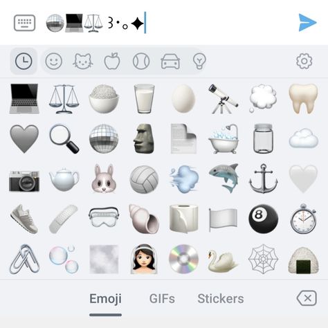 Acubi Emoji Combo, Blue And White Emoji Combos, Star Girl Emojis Combo, White Emojis Aesthetic, Y2k Emojis Combo, Emjio Combo, White Aesthetic Emojis, Black And White Emoji Combos, Black Emoji Combos