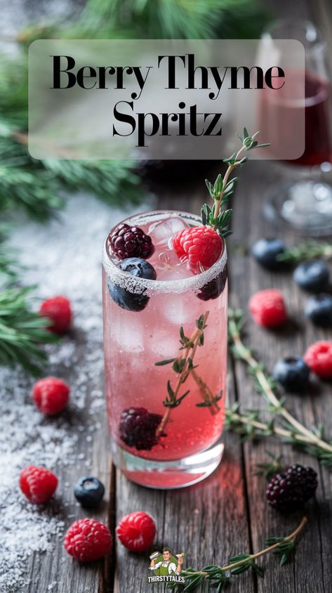 Discover the refreshing Berry Thyme Spritz Mocktail Recipe, the perfect non-alcoholic drink for summer! This delightful blend of fresh berries and aromatic thyme creates a vibrant herbal cocktail that’s ideal for warm days. Enjoy this berry cocktail as a refreshing twist at your next gathering or simply to quench your thirst. Perfect for anyone seeking delicious summer refreshments without the alcohol. Try this Berry Thyme Spritz today! Spritz Mocktail, Drinks Mocktail, Nice Drinks, Drink For Summer, Berry Cocktail, Summer Drinks Alcohol, Mocktail Recipe, Summer Refreshments, Fresh Berries