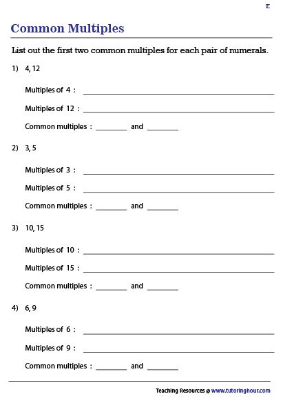 Multiples Worksheet For Grade 4, Least Common Multiple Worksheet, Factors And Multiples 4th Grade, Factors And Multiples Worksheet, Multiples Worksheet, Prime Factorization Worksheet, Multiplication 3, Basic Math Worksheets, Pre Algebra Worksheets