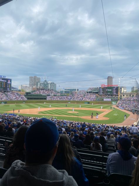 cubs game at wrigley field in chicago Cubs Game Aesthetic, Chicago Cubs Aesthetic, Midwest America, America Core, 2024 Manifestations, Wrigley Field Chicago, Chicago Trip, Chicago Baseball, Mlb Stadiums