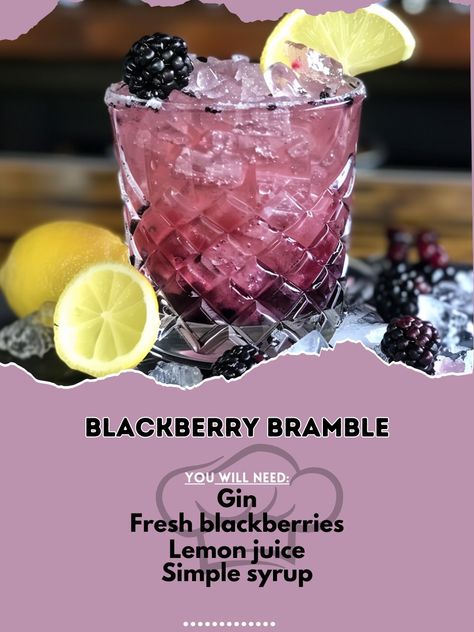 🍇 Try the sophisticated Blackberry Bramble! 🍇 #BlackberryBramble #ElegantCocktail Blackberry Bramble Ingredients: Gin (2 oz) Fresh blackberries (1/2 cup) Lemon juice (1 oz) Simple syrup (1/2 oz) Crushed ice Blackberry (for garnish) Lemon slice (for garnish) Instructions: Muddle blackberries in a shaker. Add gin, lemon juice, and simple syrup. Shake with ice and strain into a glass filled with crushed ice. Garnish with a blackberry and lemon slice. Delight in this elegant and refreshing co... Bramble Recipe, Bramble Cocktail, Blackberry Bramble, Calamari Recipes, Ultimate Cookies, Gin Lemon, Twisted Recipes, Refreshing Cocktail, Fresh Baked Cookies