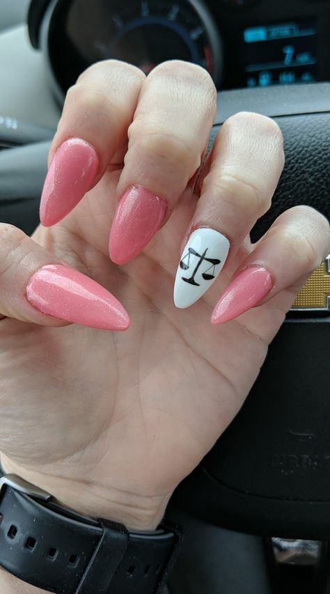 Lawyer Nails Design, Lawyer Nails, Law Nails, Graduation Nails Ideas, School Nail Art, Office Nails, Opi Nail Colors, Law School Graduation, Scales Of Justice