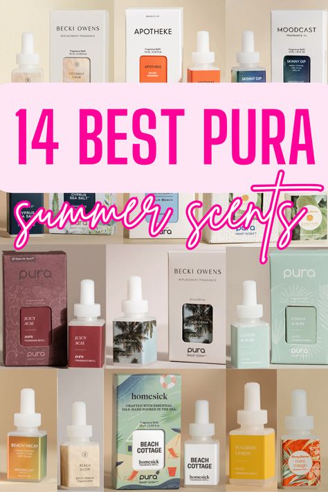 14 Best Pura Summer Scents Best Pura Scents, Pura Scent Combos, Pura Diffuser, Beach Glow, Summer Scents, Essential Oil Diffuser Blends Recipes, Spring Scents, Summer Scent, California Surf