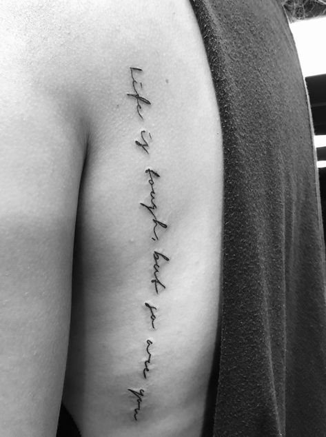 “Life is tough, but so are you” Tough Times Dont Last Tough People Do Tattoo, Life Is Though But So Are You Tattoo, Life Is Tough Tattoo, Life Is Tough My Darling But So Are You Tattoo, Life Is Tough But So Are You Tattoo, Enough Tattoo, Tough Times Dont Last, Strong Tattoos, Tattoo Coverup