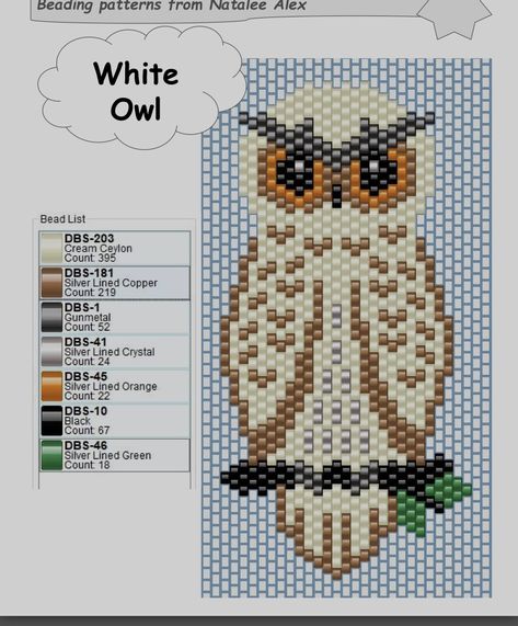 Owl Beads Pattern, Owl Loom Bead Pattern, Brick Stitch Pattern Animal, Beaded Wolf Pattern, Owl Brick Stitch Pattern, Seed Bead Wolf Patterns, Beaded Owl, Seed Beads Diy, Seed Bead Art