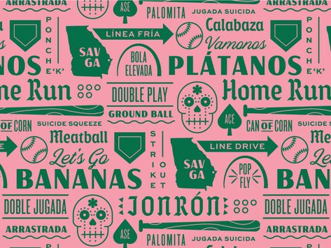 Spanish Pattern, Baseball Pattern, Illustration Food, Logo Sticker, Branding Inspiration, Typography Design, Layout Design, Creative Professional, Visual Art