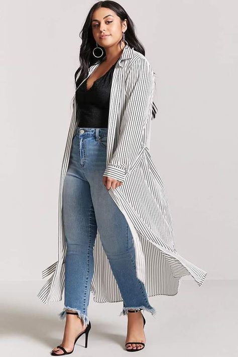 Outfit Ideas For Plus Size, Cardigan Ideas, Work Outfit Ideas, Professional Work Outfit, Look Plus Size, Duster Cardigan, Plus Size Womens Clothing, Work Outfits Women, Plus Size Jeans