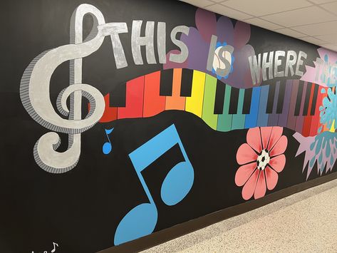 Stem Classroom Setup, Music Mural, 2024 Dance, Choir Room, Buddha Wall Decor, Mickey Mouse Crafts, Music Classroom Decor, Post Prom, معرض فني