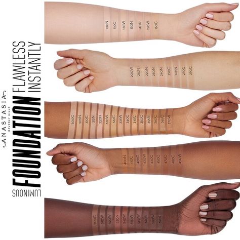 Luminous Foundation - Anastasia Beverly Hills | Sephora Anastasia Foundation, Foundation Swatches, Luminous Foundation, Anastasia Beverly Hills Brow, Neutral Undertones, Cool Undertones, Eye Primer, Best Foundation, Natural Shades