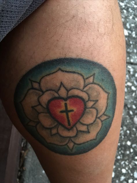 This is my Luther Rose. Enjoy and hope it's an inspiration to my other fellow Lutheran brothers and sisters. Luther Rose Tattoo, Lutheran Tattoo, Lutheran Rose, Luther Rose, Jesus Peace, Faith Walk, Awesome Tattoos, Brothers And Sisters, Next Tattoo