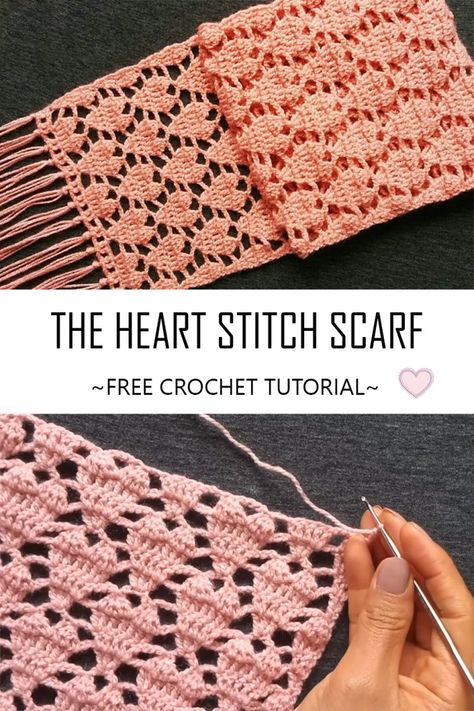 Crochet Heart Stitch Scarf or Shawl Crochet Heart Lace Pattern, Crochet Scarf Diagram Charts, Filet Crochet Scarf Patterns Free, Crochet Heart Lace, Lace Crochet Stitches, Crochet Lace Stitches, Pretty Crochet Stitches, Crochet Heart Stitch, Scarf Patterns Crochet