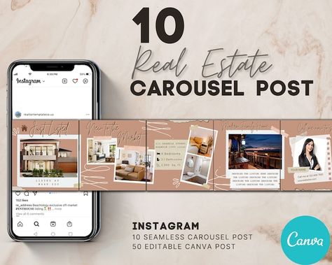 RealtorTemplateCo - Etsy Real Estate Carousel Post, Real Estate Carousel, Seamless Carousel Instagram, Funny Marketing, Inmobiliaria Ideas, Carousel Post, Real Estate Ads, Marketing Graphics, Real Estates Design