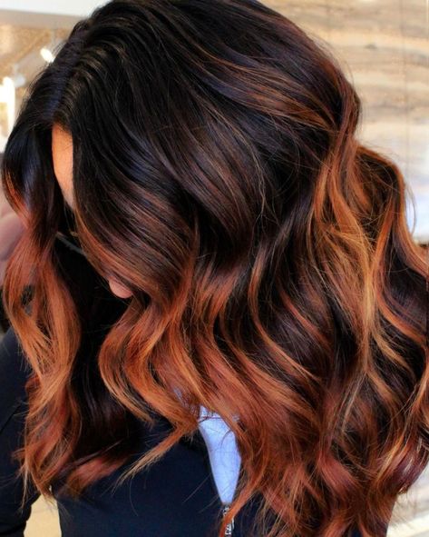 Copper Highlights On Brown Hair, Style In Winter, Red Highlights In Brown Hair, Hair Color Guide, Warm Brown Hair, Dark Brunette Hair, Chocolate Hair, Brown Hair Color, Black Hair With Highlights