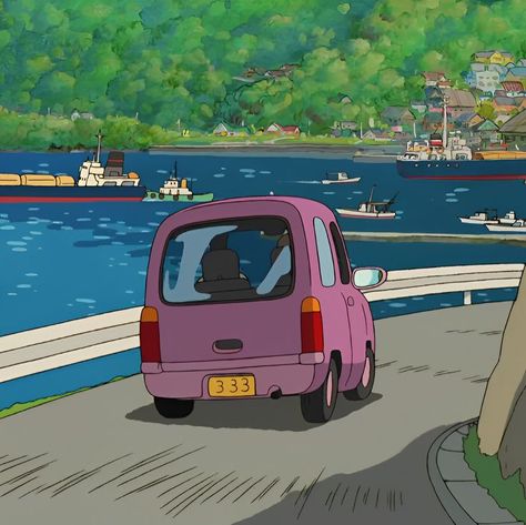 Studio Ghibli Car, Ghibli Core, Studio Ghibli Characters, Ghibli Studio, Dreamy Artwork, Ghibli Artwork, Retro Images, Studio Ghibli Movies, Studio Ghibli Art