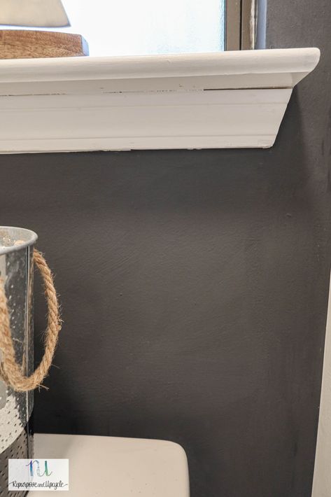 Learn how to paint a wall with chalk paint. I used Rust-Oleum's chalked paint to paint a feature wall for a small bathroom update. I love the ultra matte textured finish it creates on a wall. Let me show you how! #chalkedpaint #chalkpaintonwall Chalk Paint Vs Regular Paint, Toilet Room Makeover, Small Bathroom Update, Update Small Bathroom, Painting A Wall, Paint A Wall, Chalk Wall Paint, Textured Feature Wall, Bathroom Feature Wall