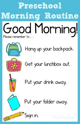 Establish a morning routine from the first day of school to help children learn responsibility and independence. Create a morning routine chart as a cue. Preschool Morning Routine, Preschool First Week, Classroom Morning Routine, Preschool Routine, Morning Routine Chart, September Preschool, Preschool First Day, Prek Classroom, School Morning