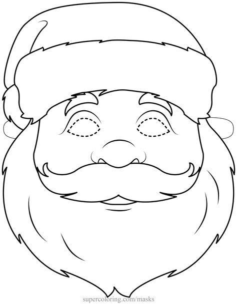 Santa Hat Outline, Santa Hat Black And White, Line Art Santa Claus, Santa Claus Mask, Father Christmas Mask, Snow White Pictures, Snow Pictures, Photo To Video, Printables Kids