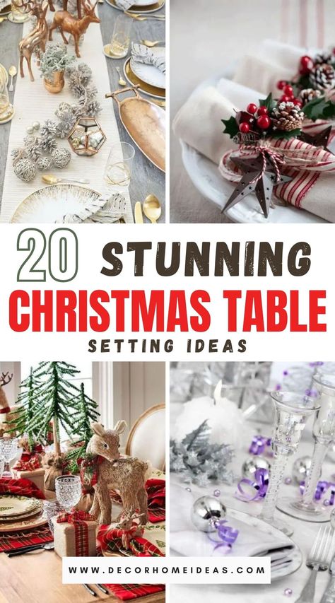 Elegant Christmas table settings to inspire holiday cheer! Pink Christmas Table Setting, Pink Christmas Table, Elegant Christmas Table, Christmas Scandinavian Style, Christmas Table Setting Ideas, Pink Table Settings, Simple Table Settings, Table Setting Ideas, Christmas Table Setting