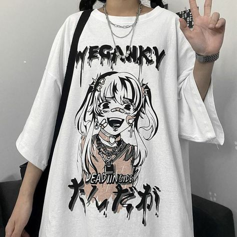 Summer Punk, Outfit Vintage, Y2k Aesthetic Outfits, Fashion Aesthetics, Free Socks, Japanese Street Fashion, Girl T Shirt, Anime Shirt, Goth Outfits