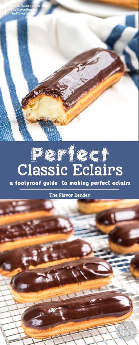 Classic Eclair Recipe, Tastemade Dessert, Chocolate Eclair Recipe, Vanilla Pastry Cream, Chocolate Eclairs, Eclair Recipe, Chocolate Eclair, Desserts Chocolate, Dessert Aux Fruits