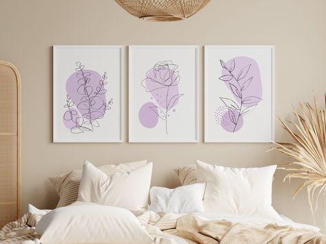 Lilac Line Art, Light Purple Room Ideas, Lavender Room Decor, Light Purple Room, Lavender Bedroom Decor, Purple Dorm Rooms, Purple Dorm, Lilac Room, Purple Room Aesthetic