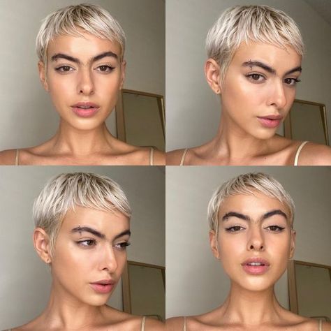 Platinum Short Pixie, Bleached Pixie Cut, Pixie With Bangs, Very Short Bangs, Very Short Pixie Cuts, Short Blonde Pixie, Platinum Pixie, Curly Pixie Hairstyles, Pixie Cut With Bangs