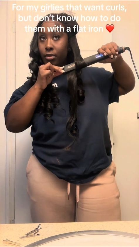 how to use flat iron to do curls👀🧐 follow @curlyme_com for more cr TT@jakiaa.lynn #fyp #foryou #hairtutorial #howto #curlinghair… | Instagram How To Curl Wig With Flat Iron, How To Do Flat Iron Curls, How To Use Flat Iron, How To Flat Iron Curl, Hair Curling Tutorial With Flat Iron, How To Curl My Hair With A Curling Iron, How To Make Curls With Flat Iron, How To Curl Hair With A Flat Iron, How To Curl With Flat Iron