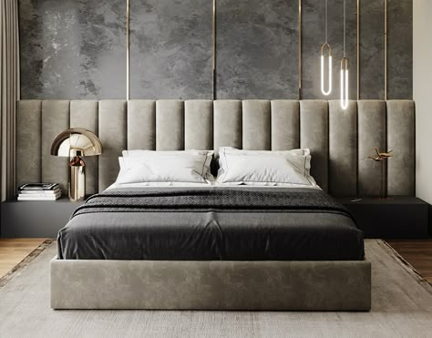 Bed Headboard Design, Loft Interior, Modern Bedroom Interior, Luxury Bedroom Master, Bedroom Bed Design, Wall Bedroom, Headboard Designs, Upholstered Panels, Panel Headboard