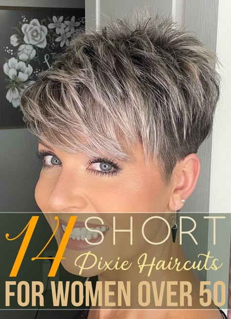 Stacked Haircuts Short, Pixie Stacked Haircut, Short Gray Hair Edgy Pixie, Pixie Haircut For Gray Hair, Ladies Pixie Haircuts, Frosted Short Hair, Stacked Pixie Haircut For Fine Hair, Short Hair Stacked In Back, Short Pixie Haircut For Thick Hair