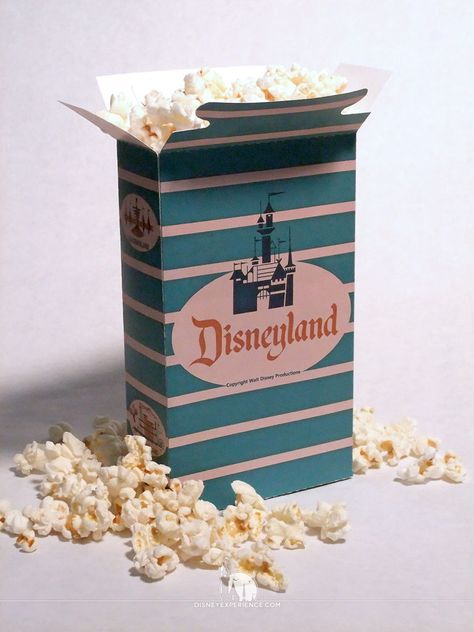 Disneyland Popcorn, Retro Disneyland, Disneyland Birthday, Popcorn Boxes, Disney Birthday Party, Disney Theme Party, Disney Baby Shower, Retro Disney, Popcorn Box