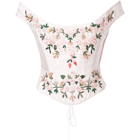 Eavis & Brown off shoulder embroidered corset (37585 MAD) ❤ liked on Polyvore featuring tops, white top, bustier tops, silk top, white silk top and white bustier Embroidered Corset Top, Corset Blouses, White Bustier Top, Blusas Crop Top, White Silk Top, Embroidered Corset, Silk Corset, White Off Shoulder Top, White Bustier