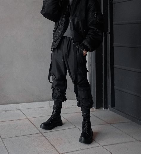 Techwear, Streetwear, Bomber Jacket, Jacket, Cargo Pants, Tech Pants, Emo, Black, Dark, Outfit, Black Outfit, All Black Outfit, Future, Futuristic, Darkwear, Cyberpunk, Chains, Eboy, Anime Boy, Kpop, Fashion, Streetstyle, Techno, Aesthetic, Photography, Urban, Urban Style, Boots, Combat Boots, War Boots, Techwear Outfit, Bomber Jacket Outift Tech Wear Aesthetic Men, Techwear Aesthetic Men, Warcore Aesthetic, Army Boots Outfit, Winter Techwear, Outfit Bomberjacket, Chains Outfit, Techwear Boots, Tech Wear Aesthetic