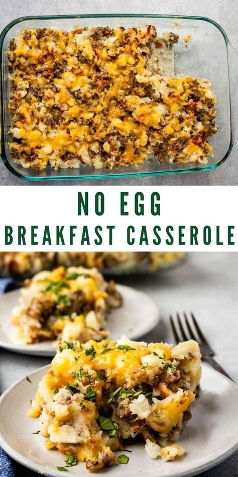 Potato Breakfast Casserole No Eggs, Hashbrown Breakfast Casserole Without Eggs, Eggless Breakfast Casserole Egg Free, Brunch No Eggs, Sausage Hashbrown Casserole No Eggs, No Egg Savory Breakfast, Breakfast Casserole With No Eggs, Brunch Recipes No Eggs, Hashbrown Casserole No Eggs