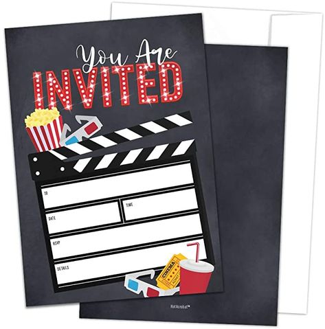 Hollywood Red Carpet Party, Party Movie Night, Movie Party Invitations, Bollywood Theme Party, Movie Theme Birthday Party, Hollywood Birthday Parties, Movie Invitation, Movie Night Decorations, Hollywood Birthday