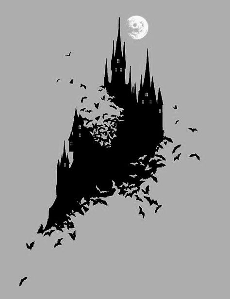 Goth Castle, Gothic Drawings, Night Tattoo, Castle Vector, Spooky Castles, Castle Silhouette, Castlevania Wallpaper, Castle Tattoo, Castle Drawing